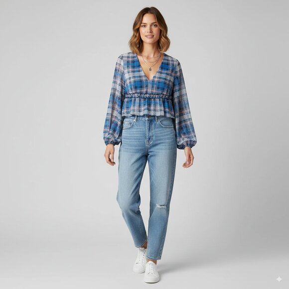 The Fifth Label Ceremony Top in Midnight Check Size Small - Picture 2 of 6